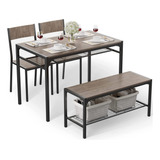 Gizoon Mesa De Cocina Y 2 Sillas Para 4 Personas Con Banco,.