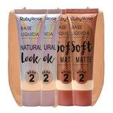 48 Base Soft Matte Clara Morena Ou Escura Ruby Rose Atacado