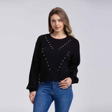 Sweater Mujer Tachas Negro Fashion's Park