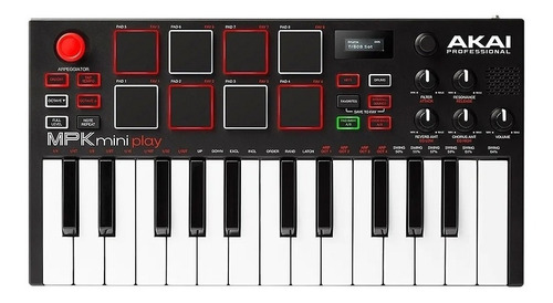 Teclado Controlador 25 Teclas Midi Usb Akai Mpk Mini Mk Play