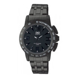 Reloj Para Hombre Q&q Q602j405y Negro Color De La Correa Gris