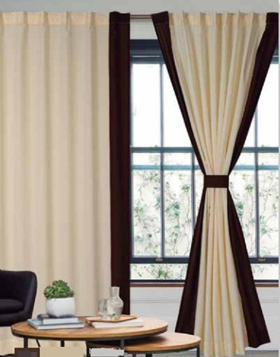 Cortinas Ambiente Bicolor Presillas Ocultas Agarraderas