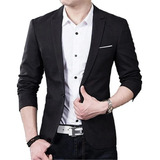 Blazer Masculino Slim 2 Botões + Camisa Branca Manga Longa