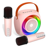 Karaoke Para Niño Mini Bluetooth Máquina Con 2 Micrófonos