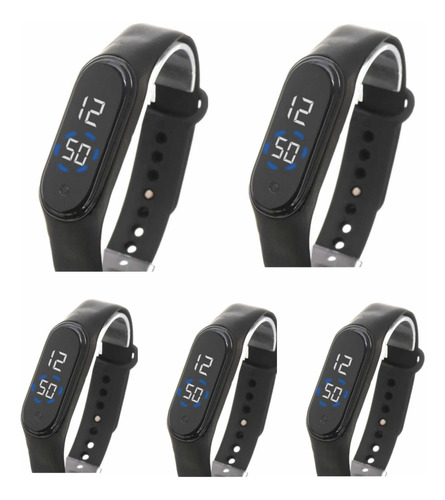 Kit C/30 Relógios Led Digital Bracelete Sport Preto Atacado