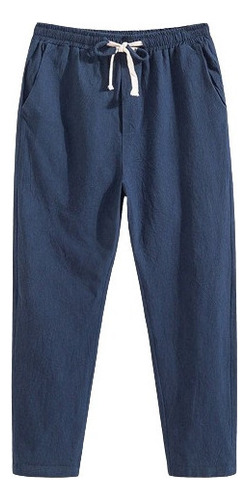 Pantalón Noveno Fino De Algodón Y Lino De Verano Para Hombre