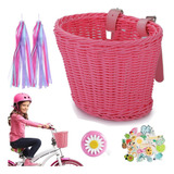 Cesta De Bicicleta, Tejida A Mano, Para Niños [u]