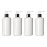 4 Dispensadores Blanco Plata Plastico,jabon,shampo 250ml