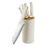 Set De 4 Cuchillos De Cocina + 1 Tijera De Acero Inoxidable