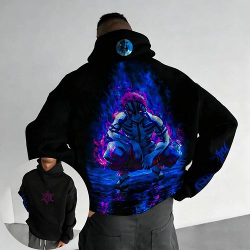Sudadera Con Capucha Demon Slayer Akaza Con Estampado De Ani