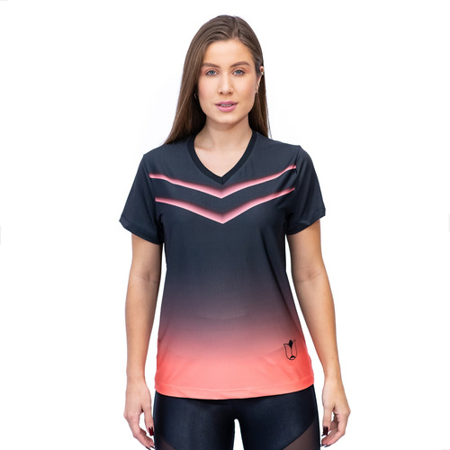 Camisa Dry Fit Feminina Esportiva Gola V Com Proteção Uv