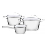 Bateria Olla Cocina 3 Pzs Tramontina Ventura Acero 65360/164