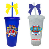 Vaso Con Popote 24oz Pau Patrol  40 Piezas Personalizado