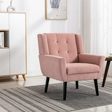 Sillón De Sala, Acento De Terciopelo, Cómodo Y Moderno, Rosa