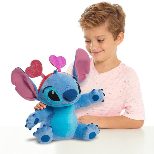 Disney Stitch Peluche San Valentin Corazones Mide 33 Cm