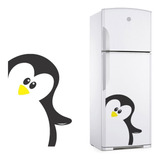 Adesivo Decorativo Para Geladeira Pinguim Acenando Com A Mão