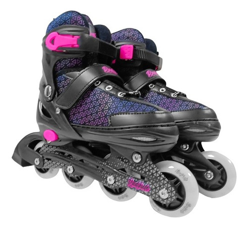 Patins Roller Inline Infantil Com Luzes Led Preto/rosa 38-41