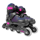 Patins Roller Inline Infantil Com Luzes Led Preto/rosa 38-41