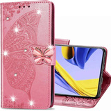 Funda For Samsung Galaxy A21s - Rosa/mariposa/tarjetero