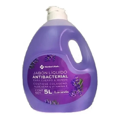 Jabón Líquido Antibacterial Para Cuerpo Y Manos Members Mark 5 L Aroma Lavanda