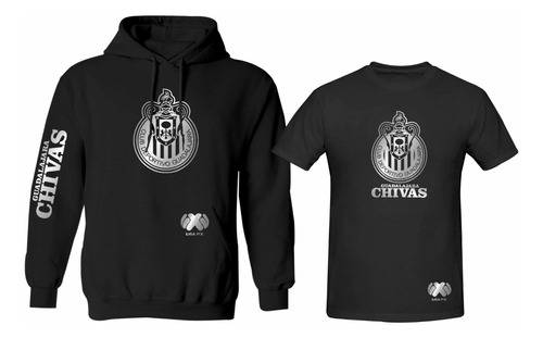 Kit De Sudadera + Playera Chivas Guadalajara Liga Mx Silver