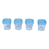 Conjunto De 4 Potes De Vidro Para Armazenamento Leite Materno 150ml Azul Clingo