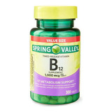 Vitamina B12:1000 Mcg Spring Valley 300 Comprimidos, Sabor Sin Sabor