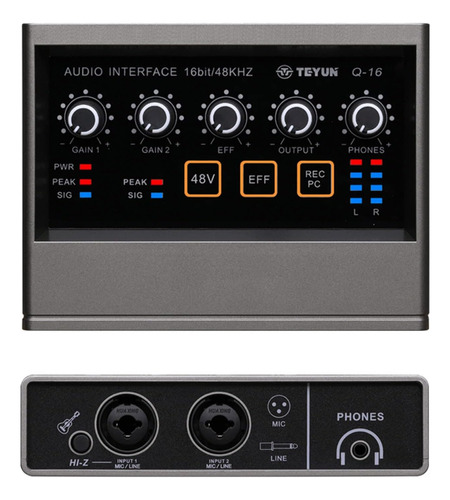 Teyun Q-16 Interface De Áudio Placa De Som Com Monitoramento