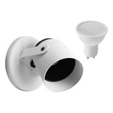 Spot Circular Blanco Gu10 Dicroica Chapa Lámpara Led Cálida