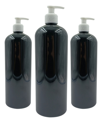 Botellas Envases Negros 1 Litro De Plastico Dosificador X 12