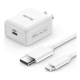 Cargador Y Cable De iPhone Usb C Carga Rápida 20w Pd Mfi 2m Color Blanco