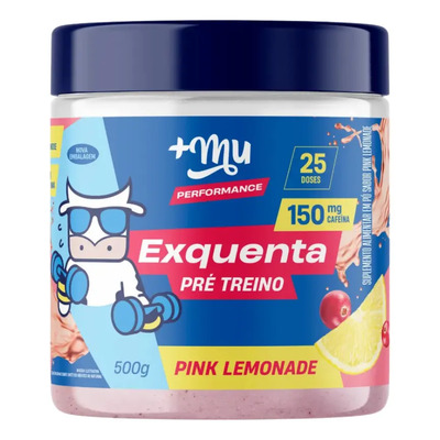 Pré treino +Mu Exquenta Sabor Pink Lemonade Com Cafeína Palatinose e Taurina - 500g | Frete grátis