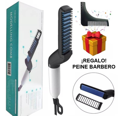 Plancha Para Barba Y Cabello Para Hombre + Regalo Peine Delineador · Cepillo Eléctrico Alaciador Alisador Bigote