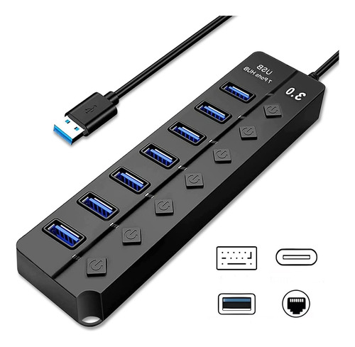 Hub Usb Con 7 Puertos Usb 3.0 Multicontacto