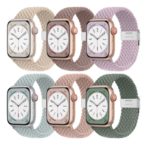 6 Correas Bucle De Hebilla Para Apple Watch 9 8 7 6 Se Ultra