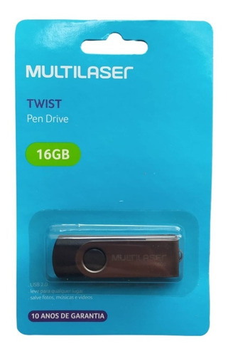 Pendrive Multilaser Twist Pd588 16gb 2.0 Preto E Prateado