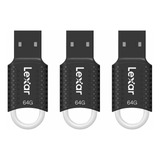 3 Pendrives Lexar Jumpdrive V40 64gb Usb 2.0 Black Ljdv04006