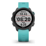 Smartwatch Garmin Forerunner 245 Music 1.2  Caixa 42.3mm De  Polímero Reforçado Com Fibra  Preta, Pulseira  Aqua E O Arco  Preto