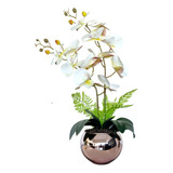 Arranjo Flor Artifical Com Duas Hastes Orquídea Vaso Rose