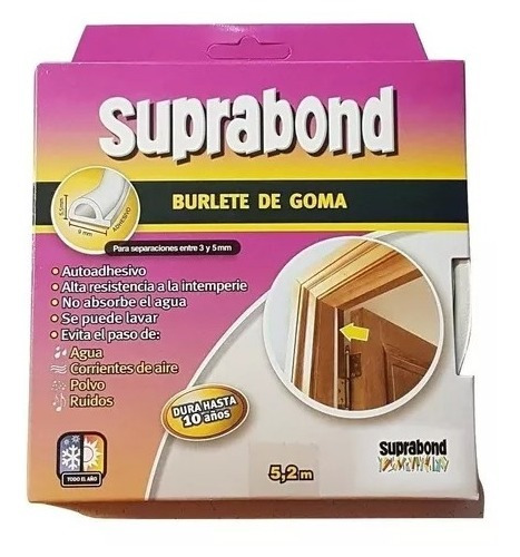 Burlete Autoadhesivo De Goma Perfil P Color Blanco 5.2 M