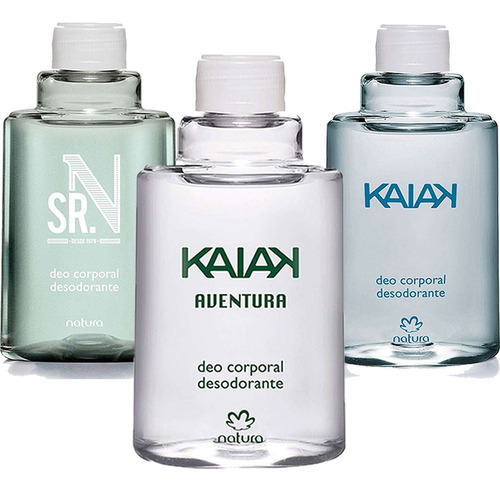 Kit 3 Refil Perfume Deo Corporal Masculino Natura Sr. N Kaiak E K. Aventura Com 100ml