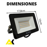 Reflector Led King De 50w Carcasa Negro Luz Blanco Frío-luz Blanca