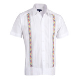 Guayabera Hombre Bordada Lino Yucateca Mod Cansahcab 