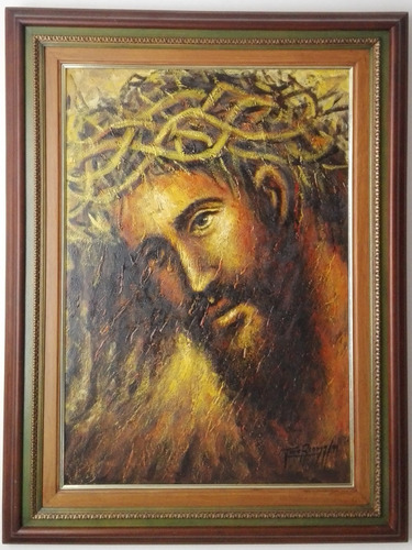 Cuadro, Oleo Sobre Lienzo, Rostro De Cristo