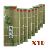 10x Esteira Para Fazer Sushi Sudare Bamboo Trad 24x24cm