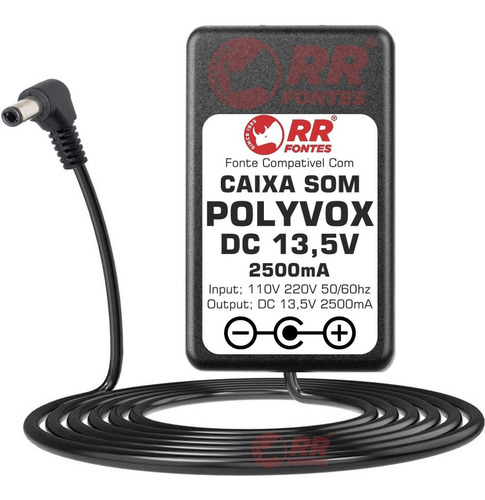 Fonte Dc 13,5v Para Caixa De Som Amplificada Bazuka Polivox