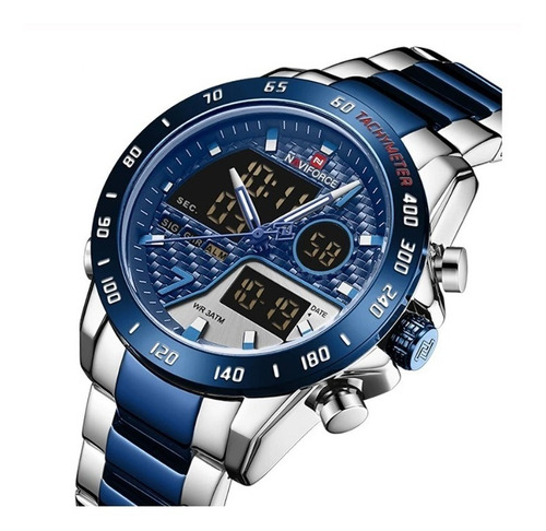 Reloj De Lujo Naviforce Digital Led Modelo 9171 Color Azul