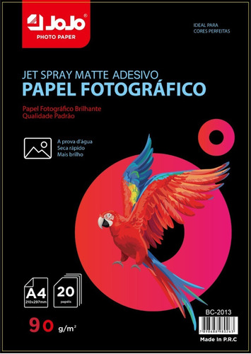 40 Folhas Papel Foto Matte Adesivo 90g A4 P/jato De Tinta