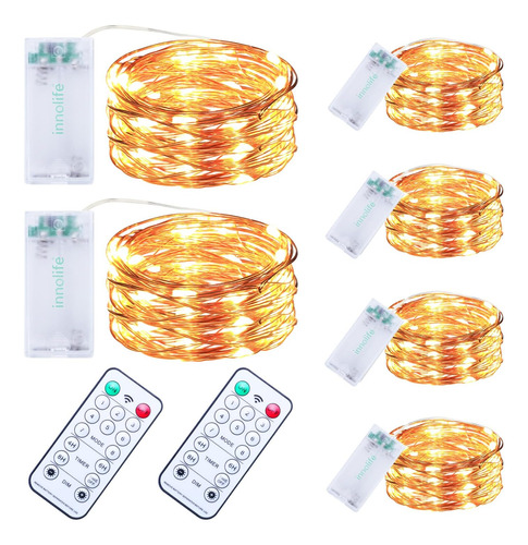 Pack De 6 Luces De Hadas Led De Cobre Operadas Pilas Co...