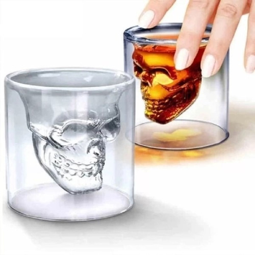 Kit 2 Copo De Shot Caveira Doppio 150 Ml Bar Drink Dose Casa